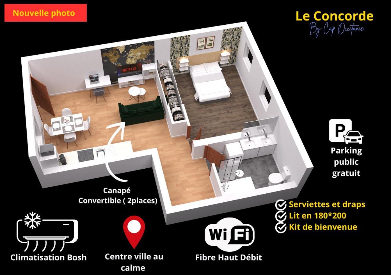LE CONCORDE-Cosy-WIFI-Clim-Idéal-famille et pros Bram Exterior foto
